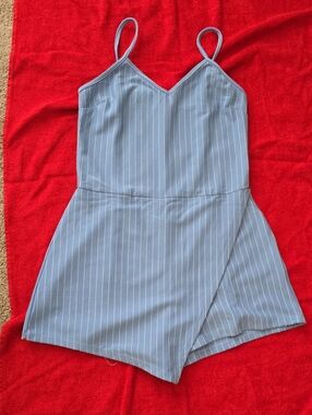 Popular Basics Blue Pinstripe Romper